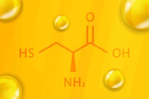 Cystein chemische Formel. Cystein 3D Realistische chemische Molekülstruktur — Stockvektor