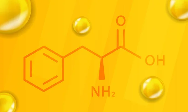 Phenylalanin chemische Formel. Phenylalanin 3D Realistische chemische Molekülstruktur — Stockvektor