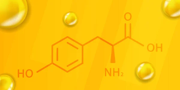 酪氨酸化学配方。酪氨酸3D现实化学分子结构 — 图库矢量图片