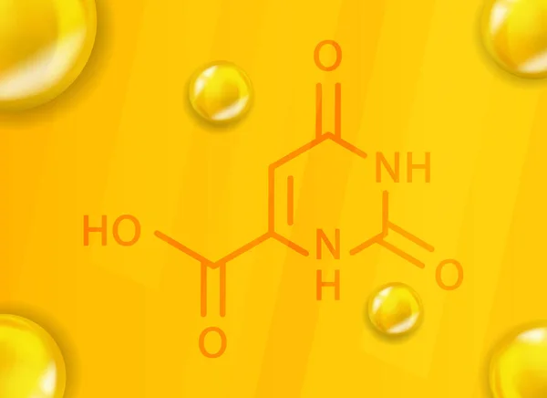 Wzór chemiczny witaminy B13. Witamina B13 Realistyczna chemiczna struktura molekularna — Wektor stockowy