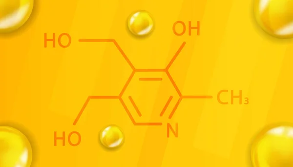 Wzór chemiczny witaminy B6. Witamina B6 Realistyczna chemiczna struktura molekularna — Wektor stockowy