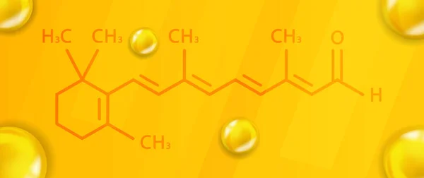 A1 vitamini kimyasal formülü. A1 vitamini gerçekçi kimyasal moleküler yapı — Stok Vektör