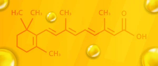 Vitamin A1 kemisk formel. Vitamin A1 Realistisk kemisk molekylstruktur — Stock vektor