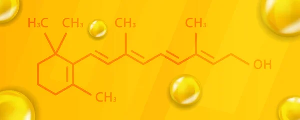 Fórmula química de vitamina A. Vitamina A Estructura molecular química realista — Archivo Imágenes Vectoriales