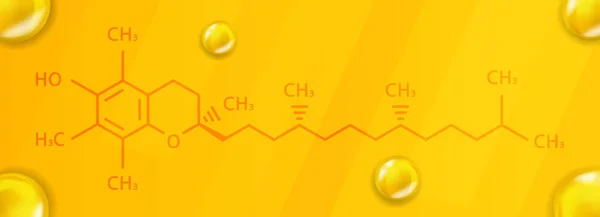 Fórmula química de vitamina E. Vitamina E Estructura molecular química realista — Archivo Imágenes Vectoriales