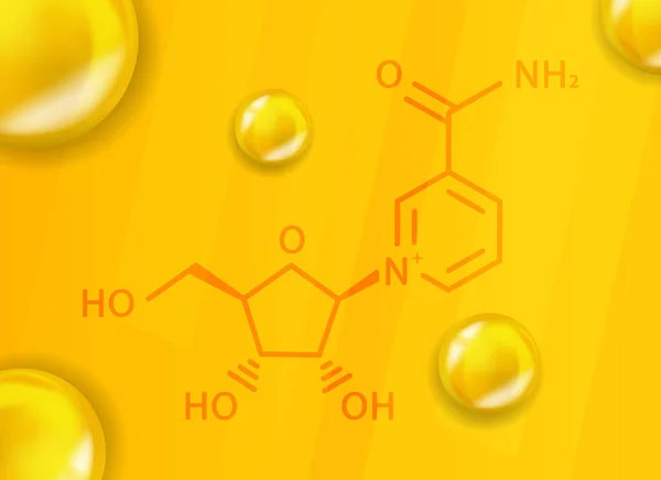 비타민 B3 화학식. 비타민 B3 현실적 인 화학 분자 구조 — 스톡 벡터