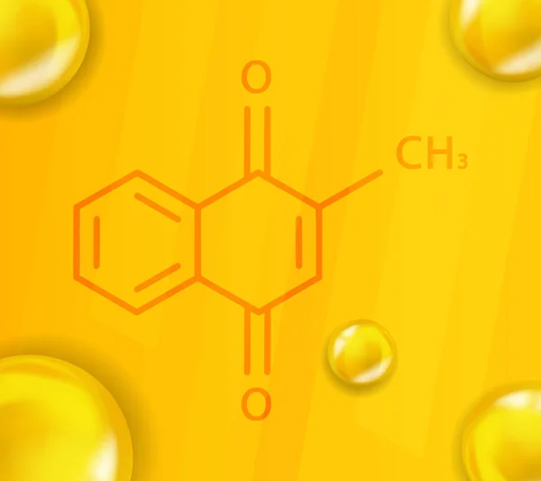 K3 vitamini kimyasal formülü. K3 vitamini gerçekçi kimyasal moleküler yapı — Stok Vektör