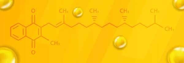 Fórmula química de vitamina K. Vitamina K Estructura molecular química realista — Vector de stock