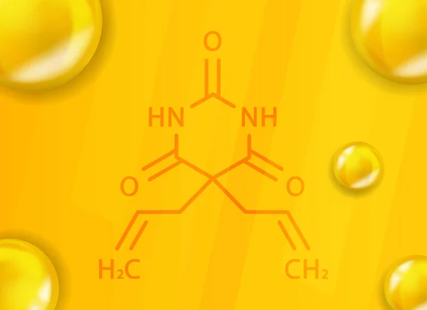 Allobarbital chemical formula.Allobarbital 3D现实的化学分子结构 — 图库矢量图片