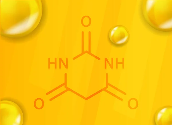 Barbitursäure chemische Formel. Barbitursäure 3D Realistische chemische Molekülstruktur — Stockvektor