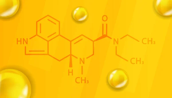 Fórmula química LSD. LSD 3D Estructura molecular química realista — Archivo Imágenes Vectoriales
