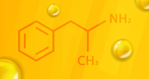 Amfetamin kimyasal formülü. Amfetamin 3 boyutlu gerçekçi kimyasal moleküler yapı — Stok Vektör