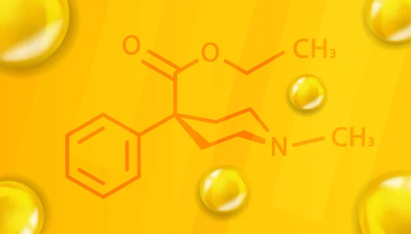 Pethidine kimyasal formülü. Pethidine 3D Gerçekçi Kimyasal Moleküler yapı — Stok Vektör