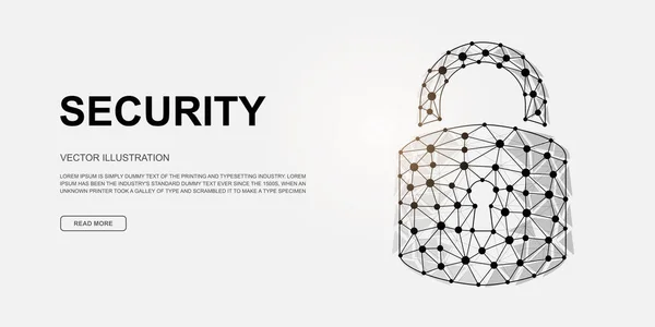 Lock 3d lage poly symbool voor landing page template. Antivirus ontwerp illustratie. Polygonal Cyber security illustratie voor homepage ontwerp, adv pagina. — Stockvector