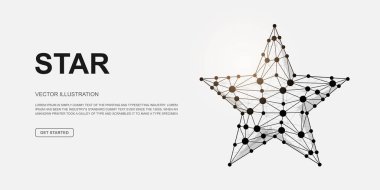 İniş sayfası şablonu için 3D düşük poli sembolü. Derecelendirme tasarımı çizimi. Ana sayfa tasarımı için çokgen geribildirim illüstrasyonu, adv sayfası.