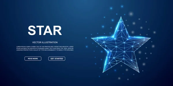 Star 3d low poly symbol with connected dots for landing page. Rating, achievement design illustration concept. Polygonal Feedback illustration — ストックベクタ