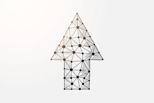 Arrow Low Poly Symbol Connected Dots Growth Direction Design Vector — Stockový vektor