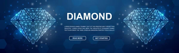 Diamant Symbole Polygonal Pour Bannière Promotion Tête Illustration Horizontale Basse — Image vectorielle
