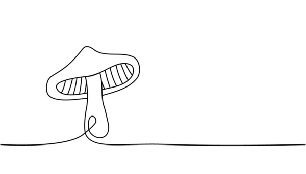 キノコ1行連続描画 キノコ連続ワンラインイラスト ベクトル最小限の線形イラスト 白地に隔離された — ストックベクタ
