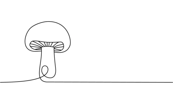 Pilz Eine Linie Durchgehende Zeichnung Pilz Durchgehende Einzeilige Illustration Vektor — Stockvektor