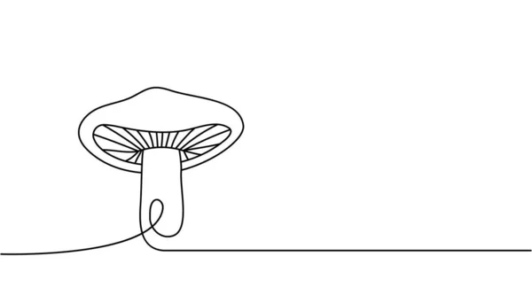 Pilz Eine Linie Durchgehende Zeichnung Pilz Durchgehende Einzeilige Illustration Vektor — Stockvektor