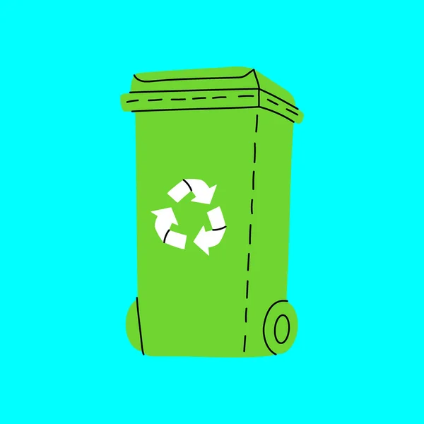 Mülleimer Mülltonnen Vektor Illustration Paket Mit Müll Isoliert Auf Farbigem — Stockvektor