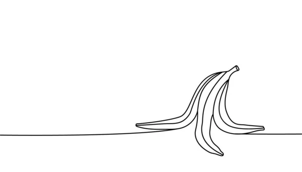 Banana Peel One Line Continuous Drawing Peel Banana Continuous One — Wektor stockowy