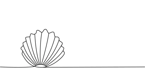 Set Shell One Line Continuous Drawing Shell Continuous One Line — Image vectorielle