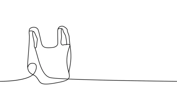 Пластиковий Пакет Одній Лінії Безперервного Креслення Мішок Сміття Безперервна Ілюстрація — стоковий вектор