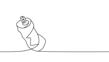 İçki sürekli bir çizgi çizebilir. Alüminyum bir çizgi çizimini devam ettirebilir. Vektör minimalist doğrusal çizim. Beyaz arkaplanda izole.