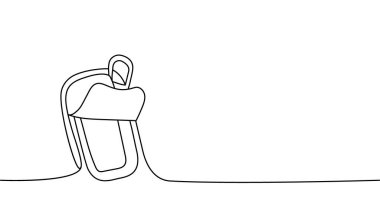 Ton balığı sürekli çizim yapabiliyor. Alüminyum besin, bir çizgi çizimini devam ettirebilir. Vektör minimalist doğrusal çizim. Beyaz arkaplanda izole.