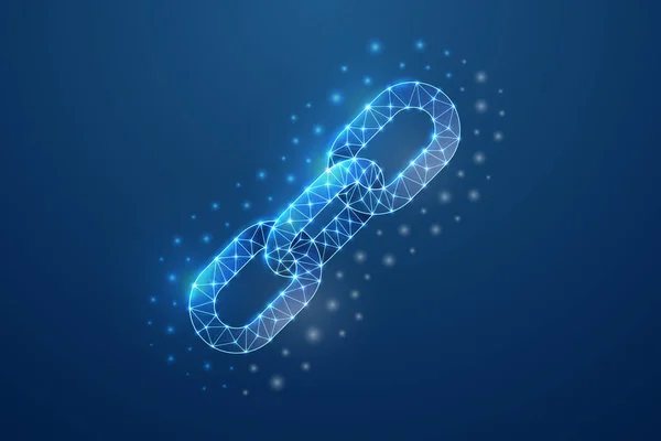 Chain Symbol Connected Dots Blue Low Poly Style Chainlink Hyperlink — Stok Vektör