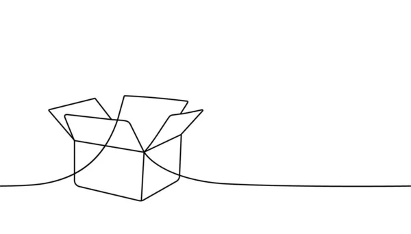 Carton Box One Line Continuous Drawing Cardboard Box Continuous One — Archivo Imágenes Vectoriales