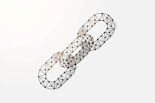 Chain Low Poly Symbol Connected Dots Chainlink Hyperlink Cooperation Design — Vetor de Stock