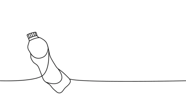 Plastikflasche Eine Linie Ununterbrochene Zeichnung Wasserflaschenillustration Mit Einer Durchgehenden Linie — Stockvektor