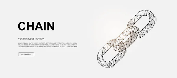 Chain Low Poly Symbol Landing Page Template Chainlink Hyperlink Cooperation — Image vectorielle