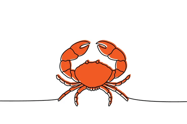Set Crab One Line Colored Continuous Drawing Crab Continuous One - Stok Vektor