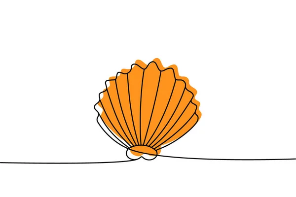 Set Shellfish One Line Colored Continuous Drawing Shell Continuous One — стоковый вектор