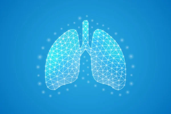 Lungs Low Poly Symbol White Connected Dots Geometric Polygonal Organ — Vettoriale Stock