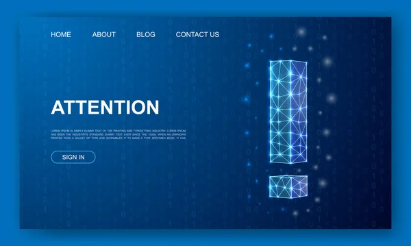 Exclamation Mark Polygonal Website Template Alert Design Illustration Concept Low —  Vetores de Stock