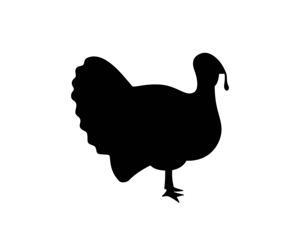 Turkey Black Silhouette Turkey Symbol Gobbler Bird Silhouette Vector Illustration — Vector de stock