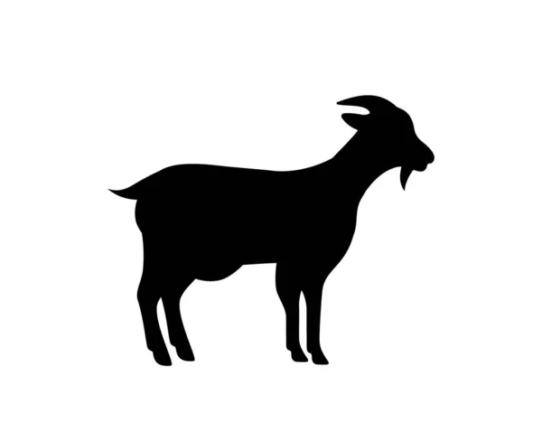 Goat Black Silhouette Goat Symbol Vector Illustration Farm Animal Icon —  Vetores de Stock