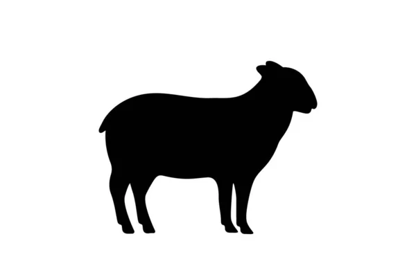 Sheep Black Silhouette Sheep Symbol Ram Silhouette Vector Illustration Farm — Vetor de Stock