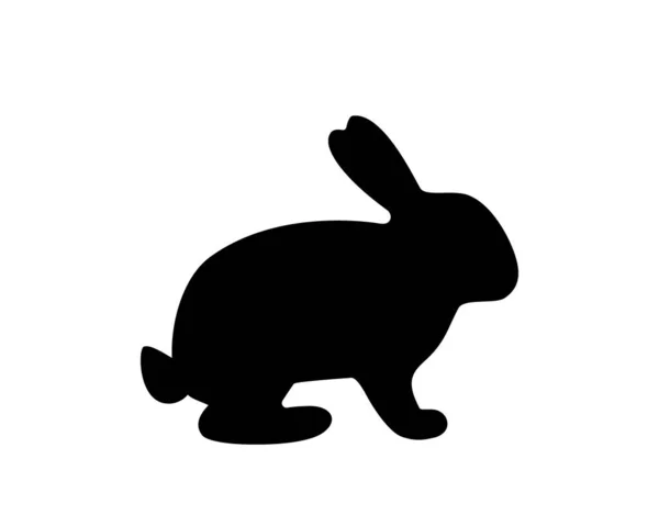 Rabbit Black Silhouette Bunny Symbol Hare Silhouette Vector Illustration Farm — Wektor stockowy