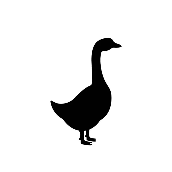 Goose Black Silhouette Goose Symbol Vector Illustration Farm Bird Icon — Vetor de Stock