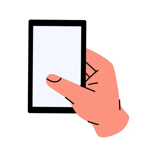 Hand Holding Mobile Phone Smartphone Blank White Screen Hand Holding — Archivo Imágenes Vectoriales