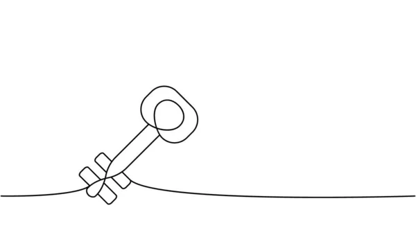 Key One Line Continuous Drawing Home Key Continuous One Line —  Vetores de Stock