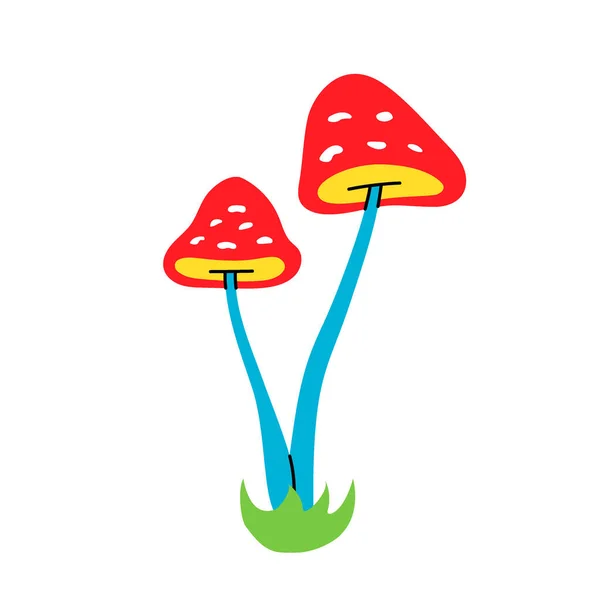 Hallucinogenic Mushrooms Magical Mushroom Isolated White Background Psychedelic Mushroom Sketch — Stockvector