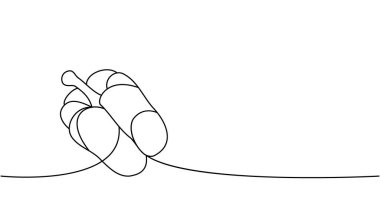 Bell pepper one line continuous drawing. Sweet paprika continuous one line illustration. Vector minimalist linear illustration. Isolated on white background.