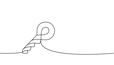 Key one line continuous drawing. Home key continuous one line illustration. Vector minimalist linear illustration. Isolated on white background.
